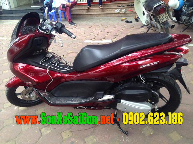 Mẫu sơn xe Honda PCX màu đỏ đô cực đẹp