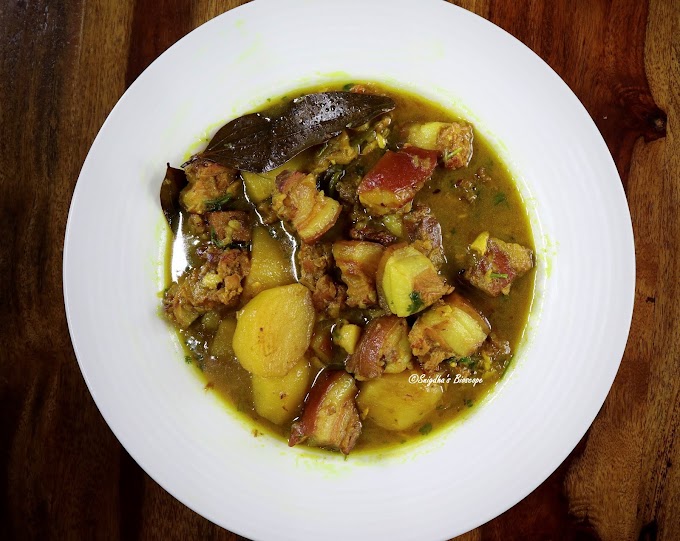 Oma Gwran Aloo Jwng | Smoked pork with potatoes | Bodo recipe