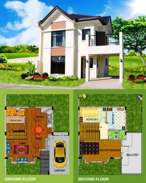 14 contoh gambar denah  rumah  minimalis  2  lantai  3D ukuran 