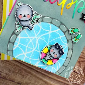 Sunny Studio Stamps: Sealiously Sweet Stitched Semi-Circle Dies Happy Word Die Summer Themed Card by Vanessa Menhorn