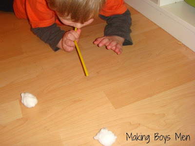 kids game with cotton balls