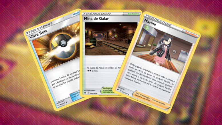 Pokémon TCG Online - Exemplos de cartas: Estádio, Item e Apoiador