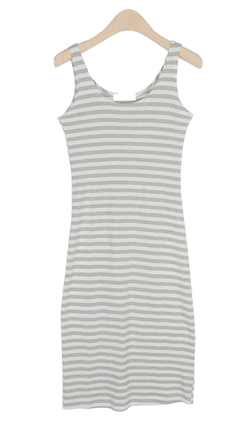 Slim Basic Striped Sleeveless Dress