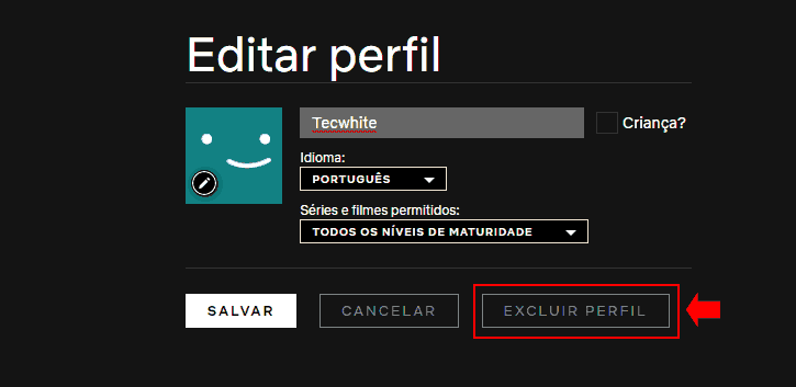 Excluindo perfil do Netflix pelo computador