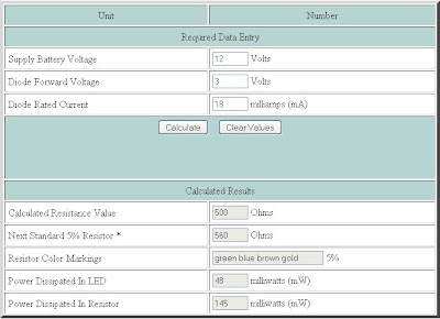 Energy Calculator on Led Circuit Power And Series Resistor Calculator   Power Supply