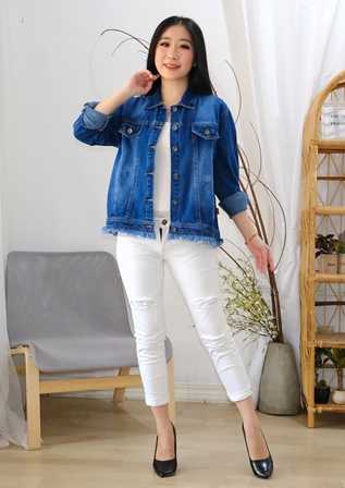BANDIDAS - Jaket Jeans Wanita Lengan Panjang Model Rawis