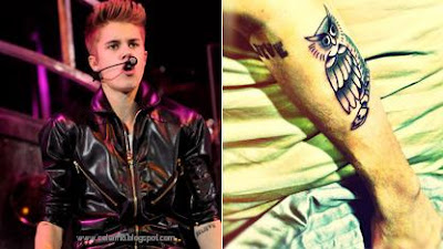 a fresh owl tattoo, Justin Beiber, Justin Beiber gets a new tattoo of OWL, October's Very Own, owl tattoo, Rapper Dracke, tattoo, the mononym Drake, 