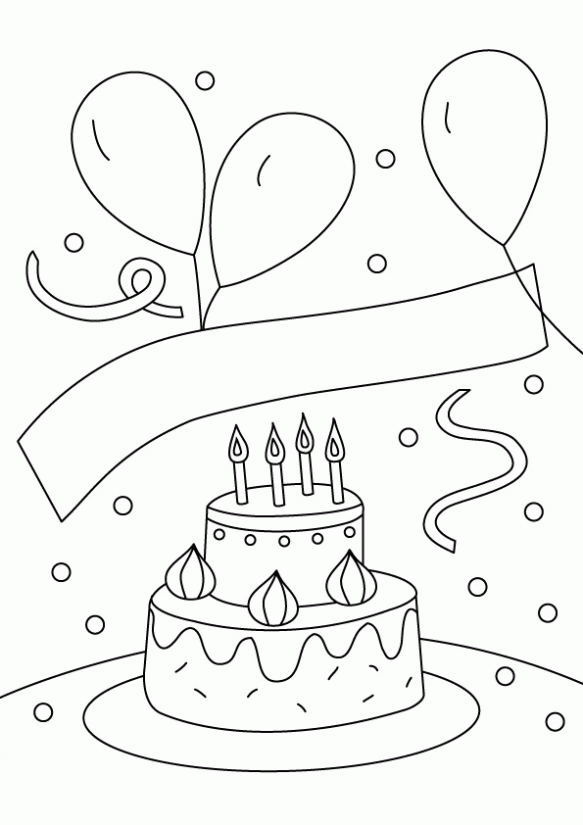 Dibujo de Un Pastel de Cumpleaños para Colorear