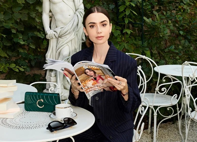 Lily Collins For Cartier's 2024 Handbag Campaign.