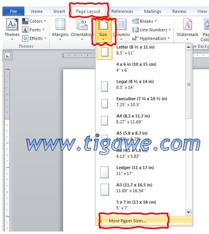 Cara Membuat ukuran kertas F4/Folio di Ms Word 2010  tigawe