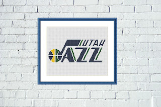 Utah Jazz logo cross stitch embroidery - Tango Stitch