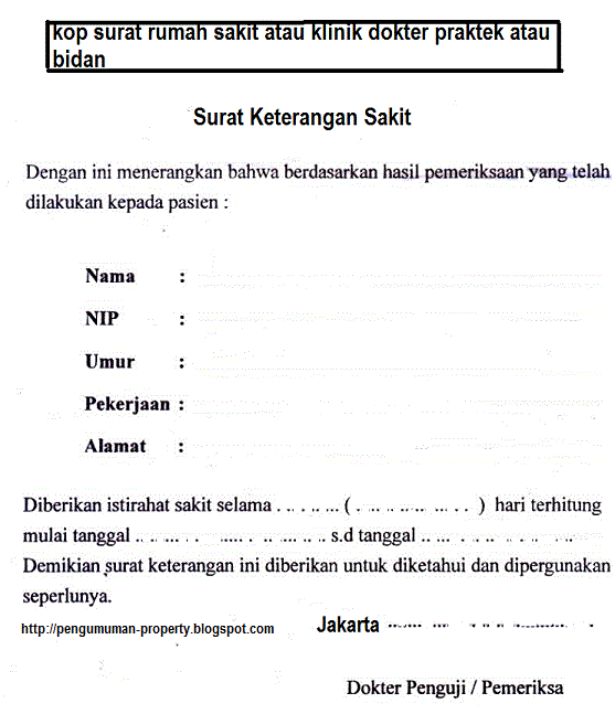 Contoh Surat Keterangan dari Dokter