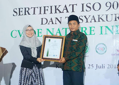 De Nature Indonesia mendapatkan Sertifikat ISO 9001-2015