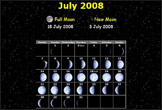 Moon calendar July 2008