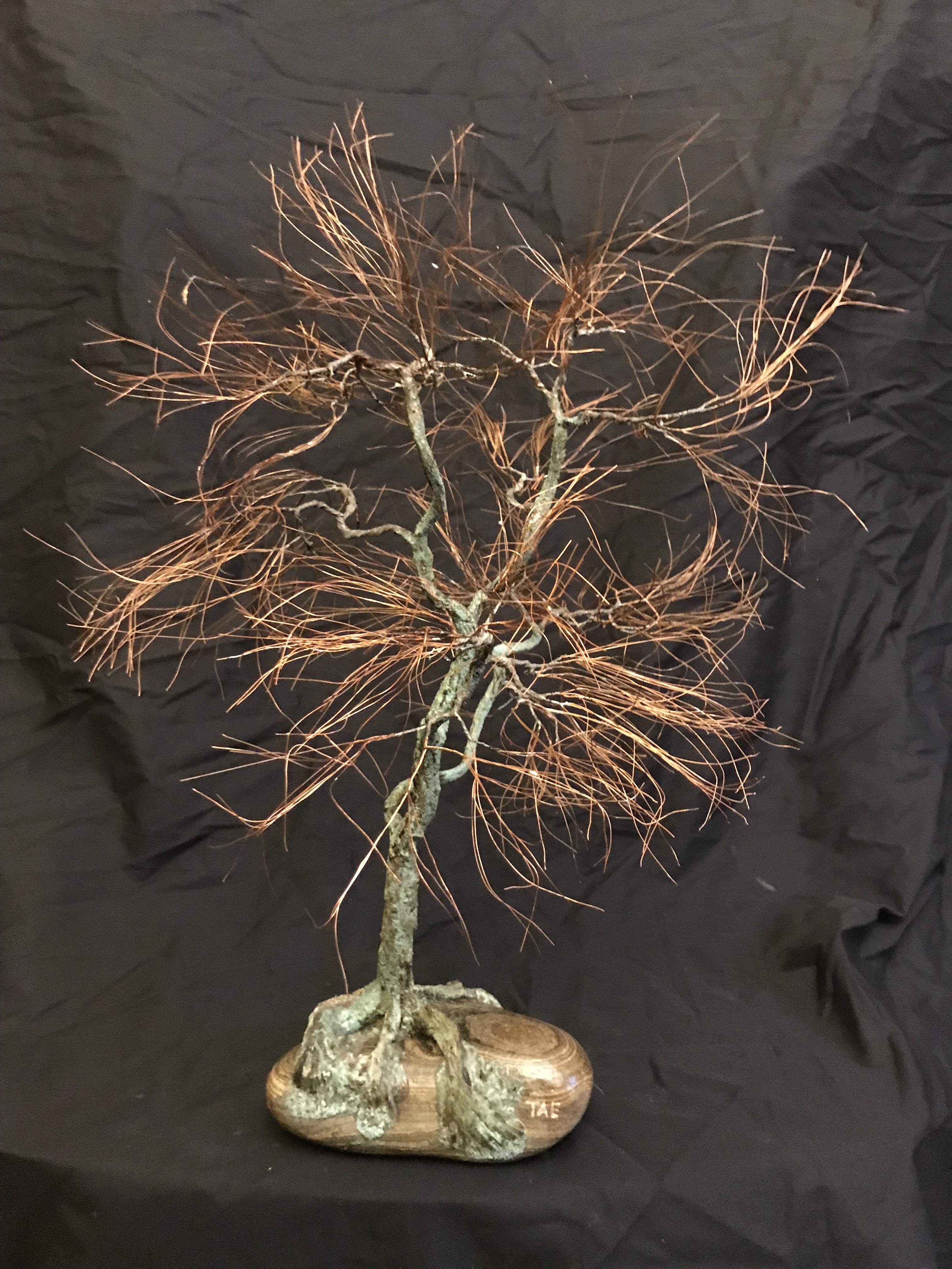 Bonsai, Bonsai tree, Copper Wire, Natural Rock, Oxidized Copper, Penjing, Recycled materials, TAE Trees, TAETree, Touch Art Experience, Wabi Sabi, Tiger stripes