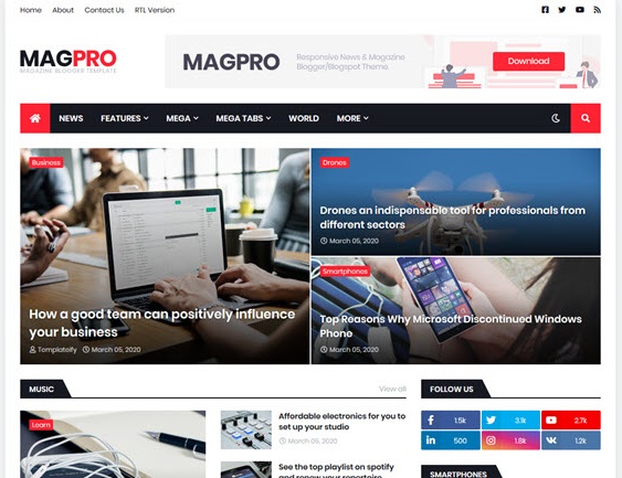 MagPro Premium Blogger Template free download