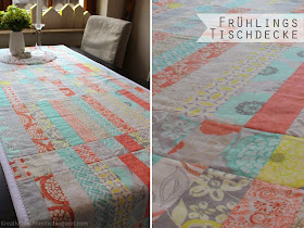 Patchwork Moda Jelly Roll Modern Roses Tischdeke selber nähen DIY Quilt Frühling Decke Picknick, Tischläufer, Muster Idee