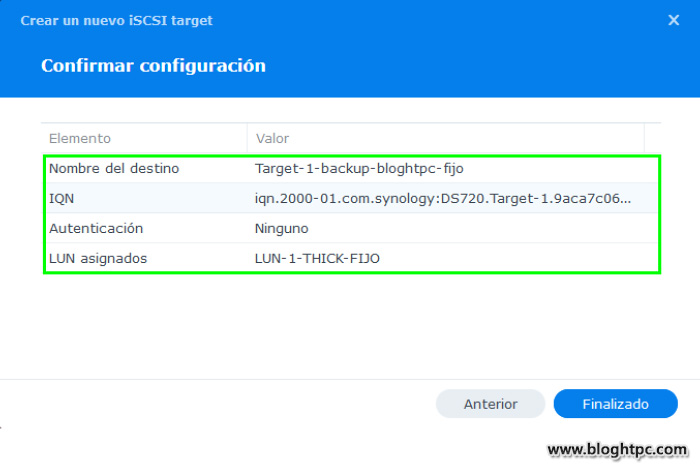 CREANDO EL iSCSI TARGET  EN SYNOLOGY DISKSTATION MANAGER 7