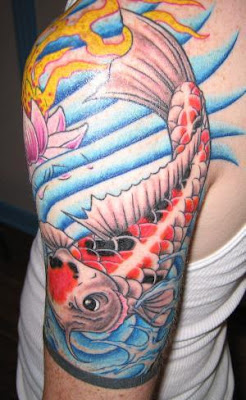 Koi Fish and Water Lily Half Sleeve Tattoo