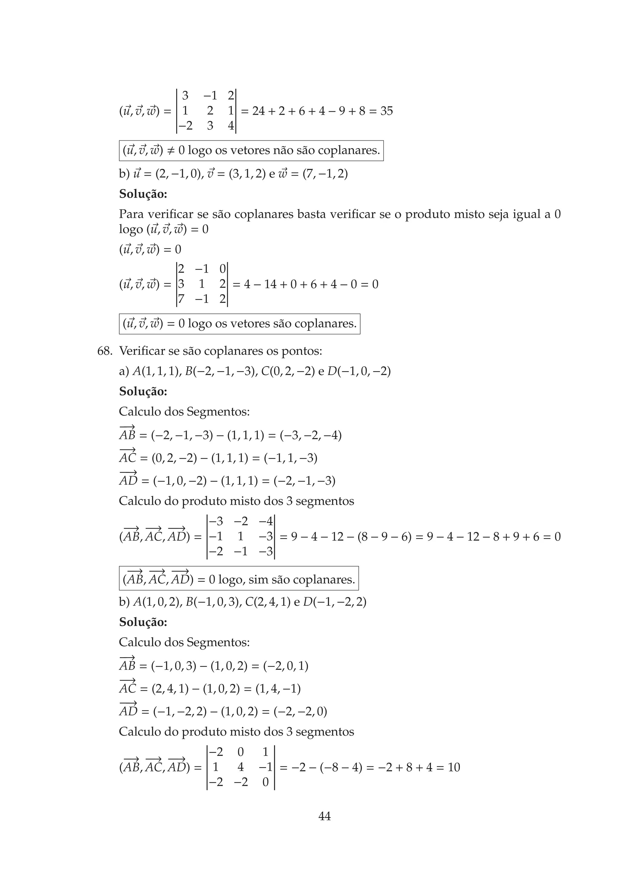 Geometria Analítica exercícios resolvidos