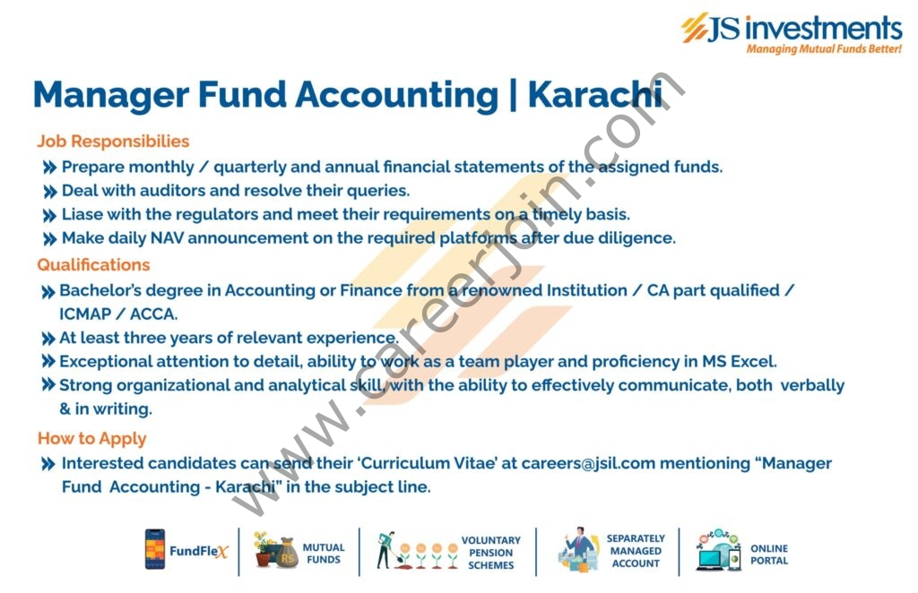 JS Investments Ltd Jobs Manager Fund Accounting