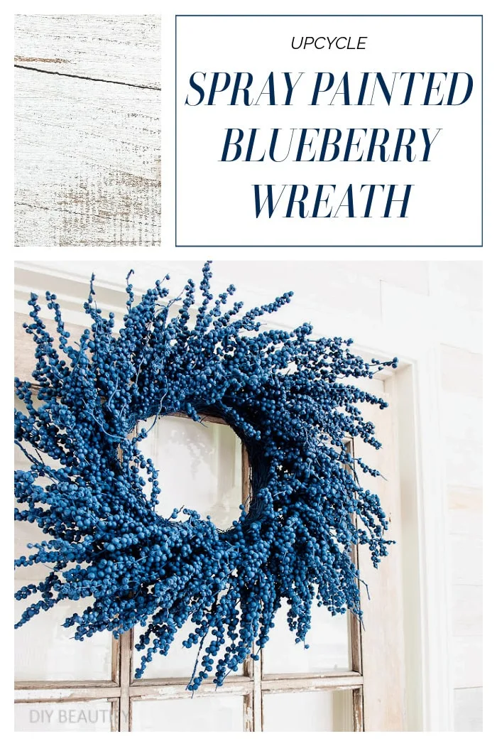 blue spray painted berry wreath
