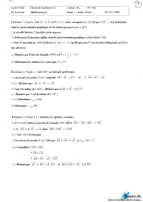 devoir de synthèse 2 math 1ère année