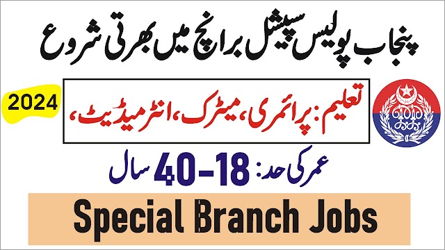 Punjab Police Special Branch Jobs 2024 - Application Form www.punjabpolice.gov.pk