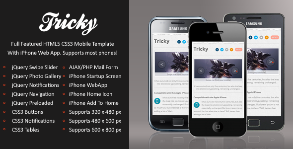 Tricky Mobile | HTML5 & CSS3 And iWebApp - Mobile Site Templates