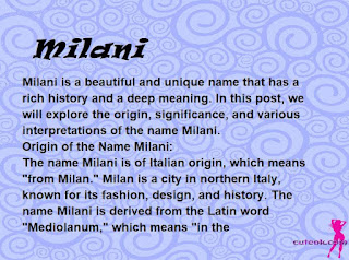 meaning of the name "Milani"