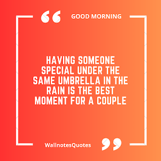 Good Morning Quotes, Wishes, Saying - wallnotesquotes - Having someone special under the same umbrella in the rain is the best moment for a couple.