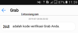 Sms verifikasi Tim Grab Ungaran