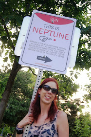 Neptune Wayfinding Sign from Walkable Planets scale solar system by Jode Roberts in Toronto, Public, Installation, Community, Project, Intervention, Explore, Grace Street, Gore Vale Avenue, Jane's Walk, 100-in1 Day, Ontario, Canada, Culture, Lifestyle, Galaxy, Art, Artist