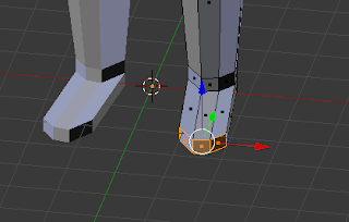 Extruding feet outwards.