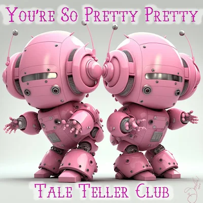 cute pink robots artwork by iServalan for Tale Teller Club Band