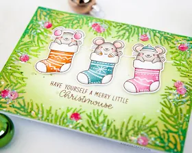 Sunny Studio Stamps: Merry Mice Christmas Garland Frame Die Christmas Cards by Keeway Tsao