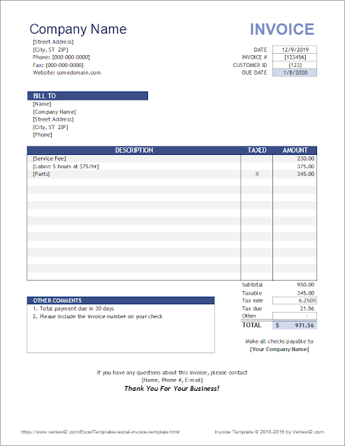 Excel Invoice Template