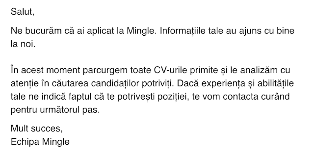 Email după aplicare