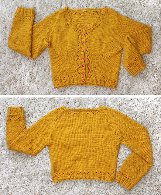The Butterfly Balcony - Mustard Miette Cardigan Flat View Front & Back
