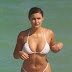 French model Tao Wickrath wears a small thong bikini in Miami Beach