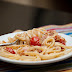 Fettucine Carbonara with Roasted Tomatoes