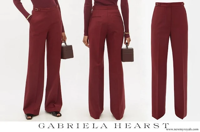 Crown Princess Mette-Marit wore GABRIELA HEARST Vesta flared wool blend hopsack trousers