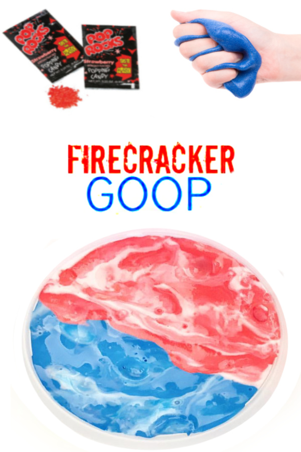 Make firecracker goop slime using Pop Rocks!  Kids of all ages are sure to love this popping, fizzing play recipe. #gooprecipe #goopforkids #firecrackerslime #firecrackergoop #goopslime #goopslimerecipe #poprocks #poprocksrecipe #poprocksslime #slimerecipe #slime #patrioticcrafts #growingajeweledrose