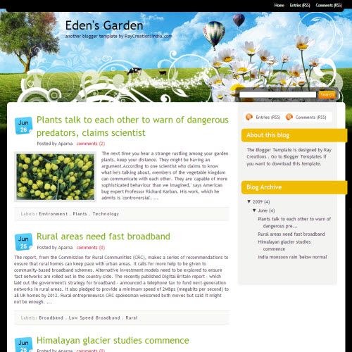 Edens Garden,blogger,Templates for blogger