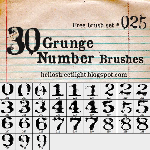 Free Grunge Number Brushes