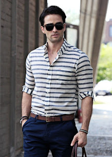 Man in stripe pattern Shirt