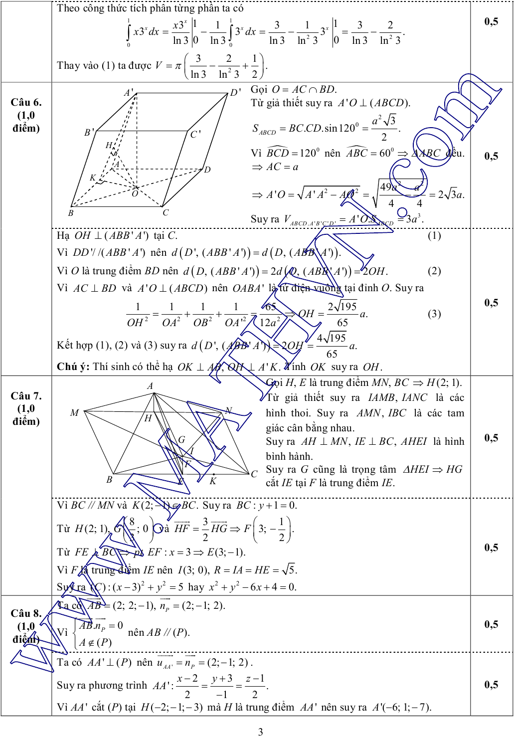 đề thi thử môn toán lần 3 chuyên đại học vinh 2015