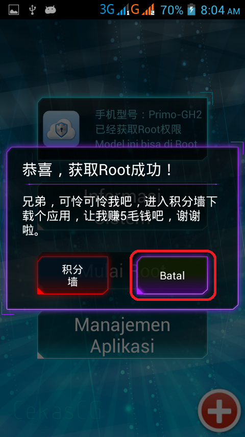 Root Walton Primo GH2 using Root Master - batai