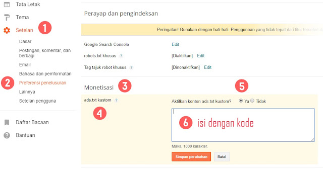 Cara memasang ads.txt di blogspot