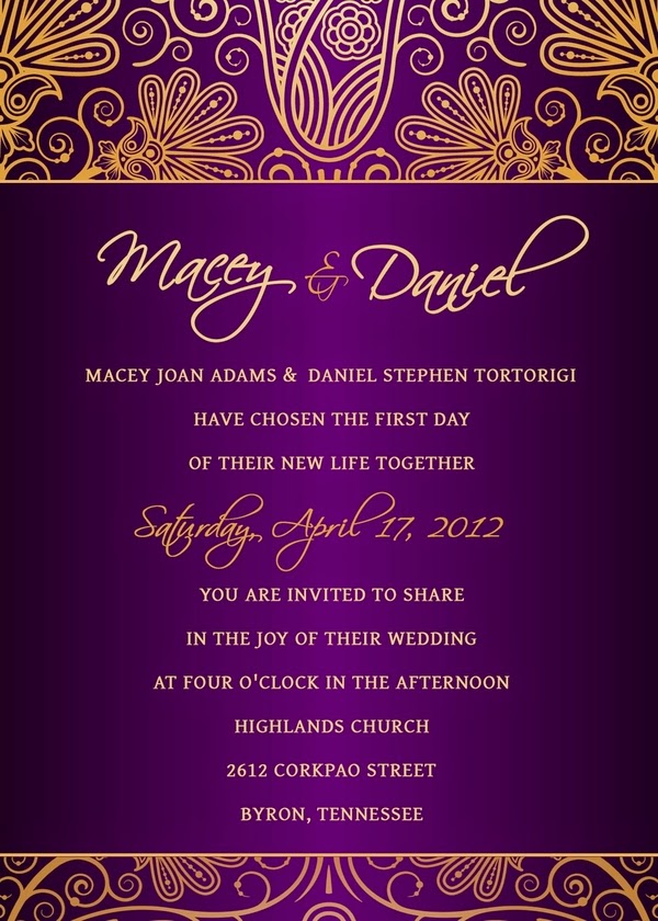 Purple And Gold Invitations 1